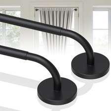 2PACK Magnetic Curtain Rod Adjustable 18 To 30 Inch For Metal Doors Black