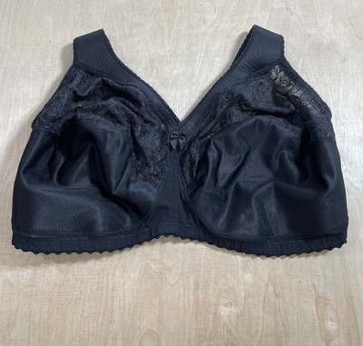 Glamorise 1000 Magic Lift Wirefree Comfort Full Figure Bra Sz 44J Black