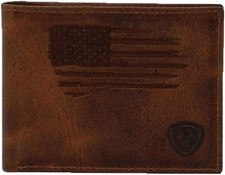 Ariat Bifold Wallet Distressed USA Flag, Brown