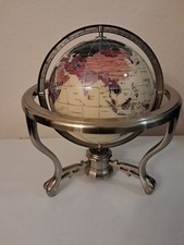 Gemstone Desktop Globe Silver Colored Stand 1...