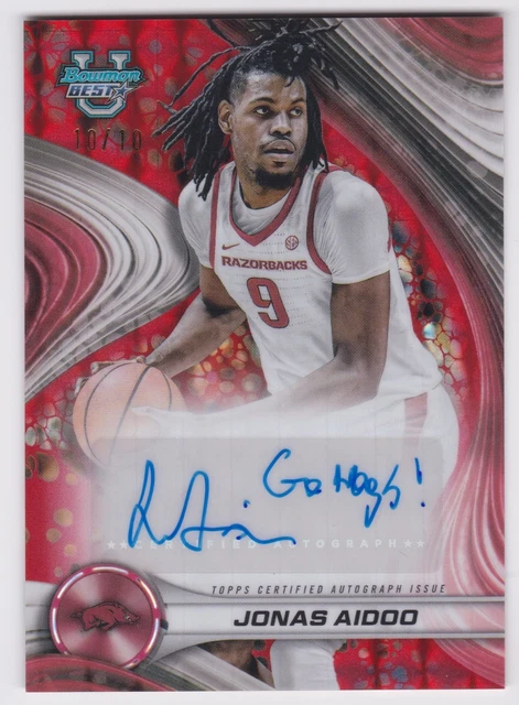 2024-25 Bowman Best U Jonas Aidoo Best of 2024 Red Geometric Auto 10/10 Go Hogs!