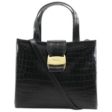 Bolso de hombro Salvatore Ferragamo Vara AQ-21 8252 cuero en relieve #NB2068