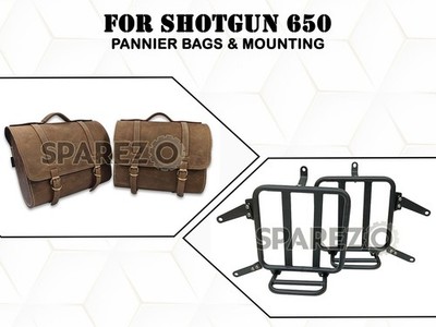 For Royal Enfield Shotgun 650 Genuine Leather Pannier Bags & Mounting D31