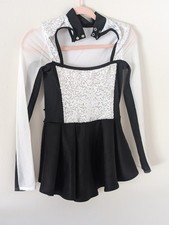 Dance Costume Sequin Dress Girl Size M Tap Jazz Ballet Black White