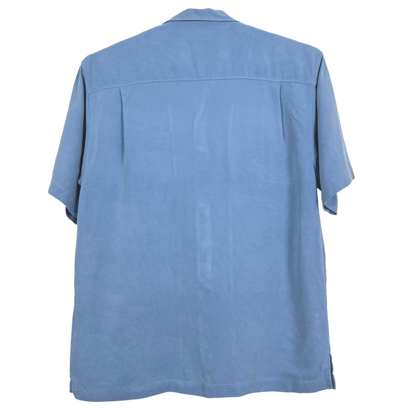 Tommy Bahama Mens 100% Silk Camp Shirt M Blue Button Down Short Sleeve ...