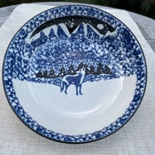 Vintage Folk Craft Wolf by Tienshan Bowls 6 1/4" Set of 6a