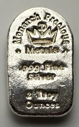 Monarch Precious Metals, 2 Ounce, 999 Fine,  Old Pour Silver Bar