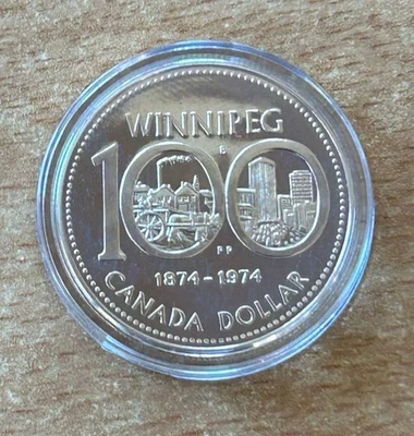 Kanada 1 Dollar 1974 " Winnipeg" Silber Gedenkmünze PL mit Zertifikat - Bild 1 von 4