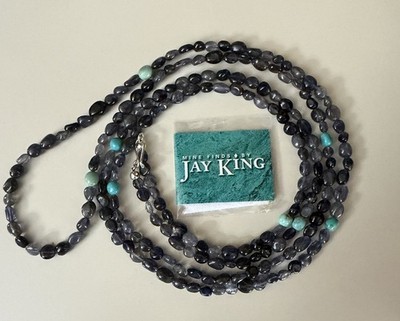 Jay King DTR 925 Sterling Silber 60'' blau violett Edelstein Halskette Türkis