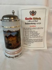 GARDE Kölsch Jahreskrug 1991 mit Zinndeckel und Zertifikat sowie Jahreskrug 1990