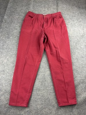 Talbots Women s 14P 32x27  Red Tapered Jean Pants 90s VTG Artsy Casual Basic Mom