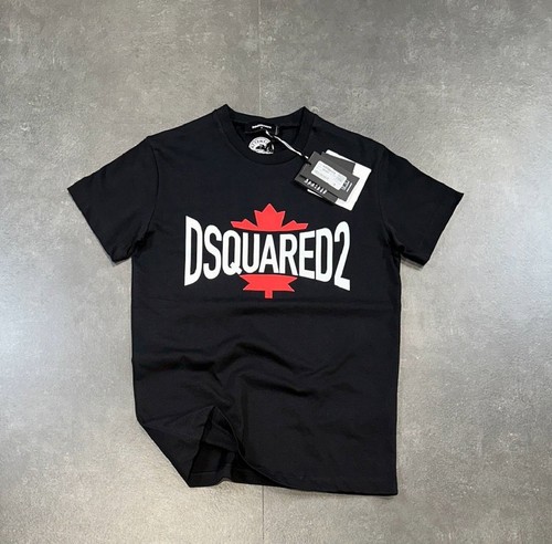 SALE DSQ2 MEN'S SLIM FIT LOGO T-SHIRT 100% COTTON BLACK WHITE BLUE CREW NECK - Picture 3 of 7
