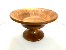 HANDMADE WOODEN PEDESTAL BOWL FRUIT NUTS HOME DECOR LARGE SIZE