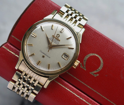 1966 Omega Constellation Herrenuhr Automatik Gold Hundebeinstöße Boxed 168.005