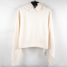 Alo Yoga Bae Hoodie In Ivory Cropped French Terry Relaxed Fit - Women's Size L