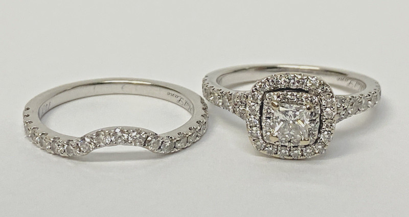 NEIL LANE 14K Gold Natural Diamond 1 CT TW Halo 2pc Wedding Set 5.6g Size 6.5