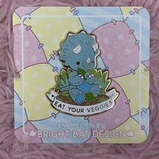 Bright Bat Design Self Care Plushie Pals Kawaii Collectible Large Enamel Pin 