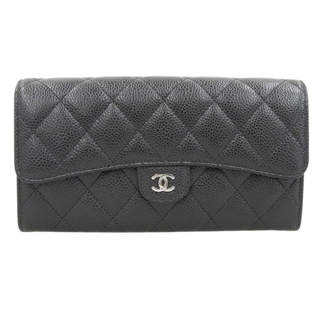 Chanel Black Caviar Matelasse Long Wallet Pre-Owned Unit 23 Ch1064