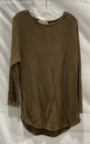 Michael Kors Brown Round Neck Side Zip Up Sweater Women - Size M