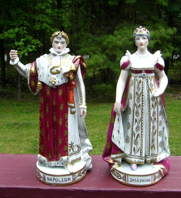 Antique Paris Porcelain Napoleon and Josephine Figures Pair