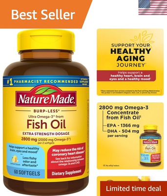 #ad #ad Extra Strength Omega 3 Fish Oil 2800mg for Heart amp; Brain Support 60 Softgels $44.79