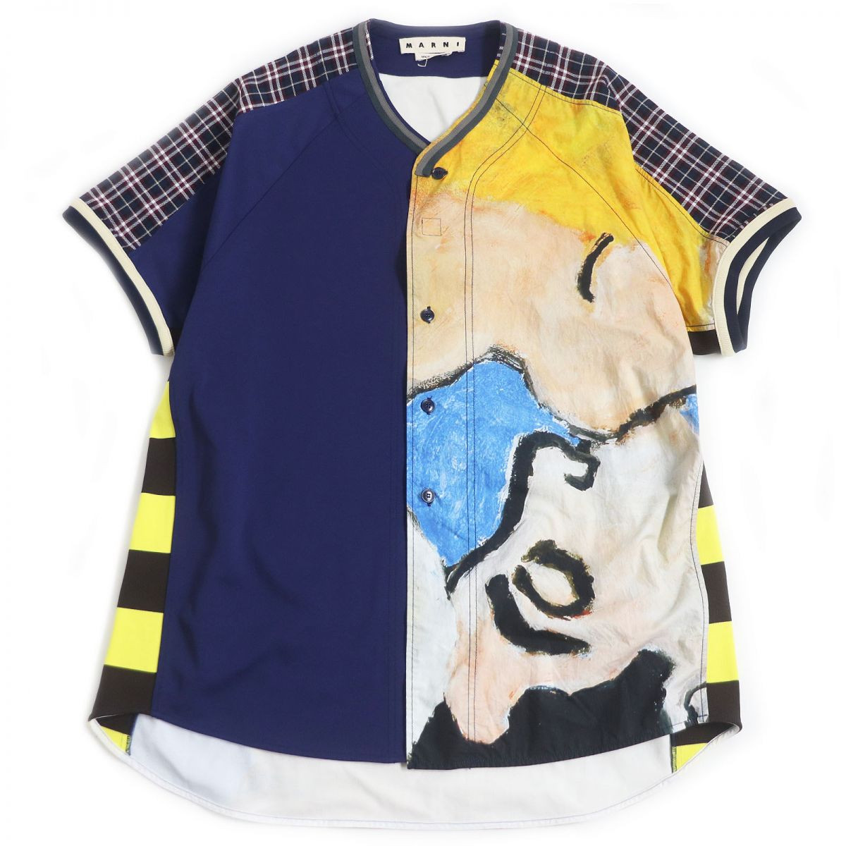 Marni Goku 19SS Patchwork Oversized Baseball Shirt Size 48 Used 