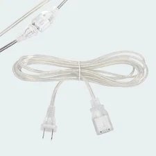 1 Pack Clear Extension Cord, 10 Feet Male to Female Extension Cords, Clear Exten