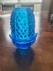 Fenton Colonial Blue Hobnail Glass Fairy Lamp/Candle Holder/ Tea Light
