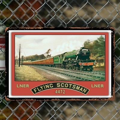 Tin Metal Signs Home Décor of The Flying Scotsman Steam Train - Retro Railway St
