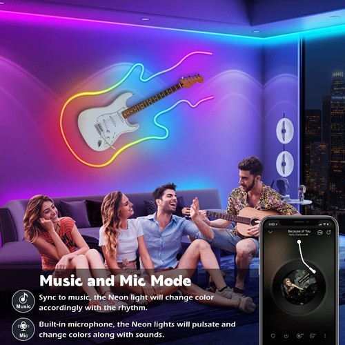 Led Neon Rope Lights 60FT,Control with App/Remote,Flexible Led Rope Lights,Mu... - Picture 5 of 7