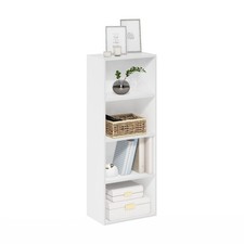 Furinno Luder Bookcase / Book / Storage, 4-Tier, 9.3 x 15.6 x 41.7, White