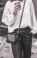 Commando Womens Black Faux Leather Jogger Pants S Small Stretch Pockets $158 L27