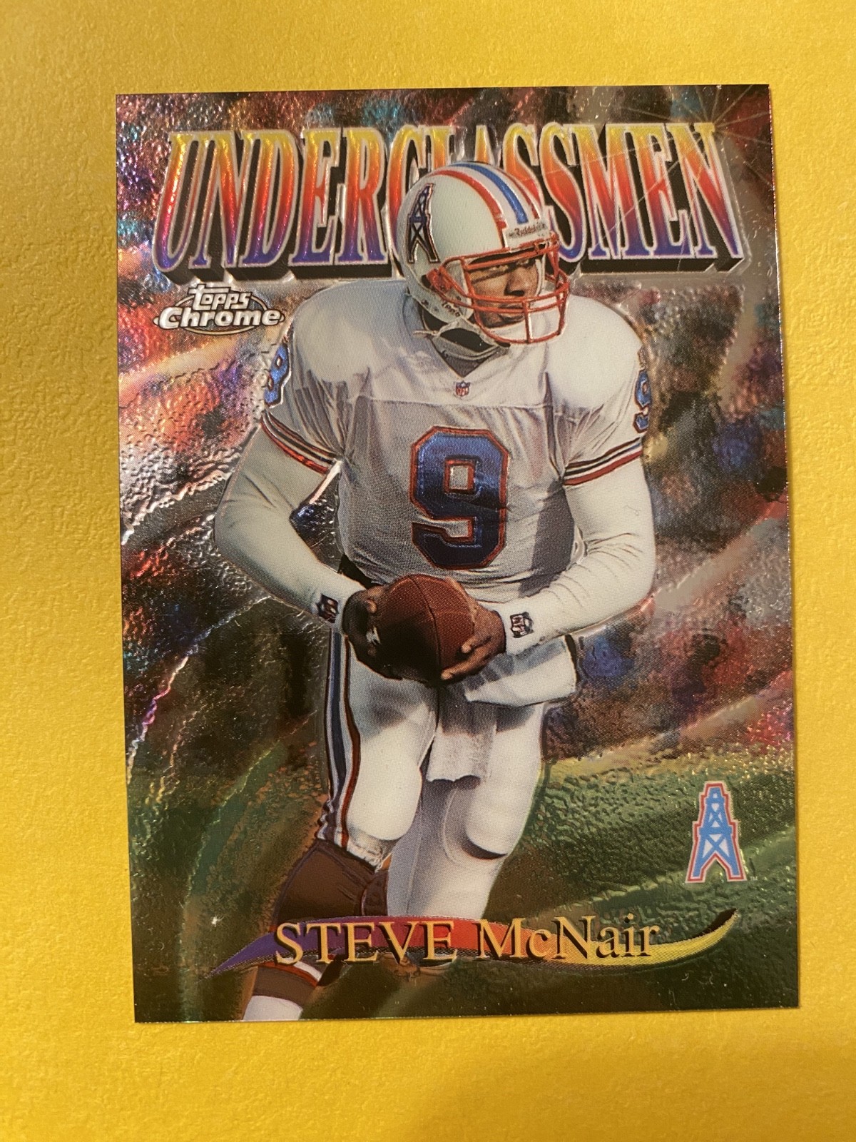 Steve McNair : 1997 Topps Chrome Underclassmen Refractor #U9 Tennessee Oilers