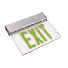 Exit Sign With Green LED Letters, Battery Backup, Single Face Wall Mount