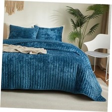 Ultra Soft Velvet Quilt Set Full Queen Size - Luxury Lightweight Velvet