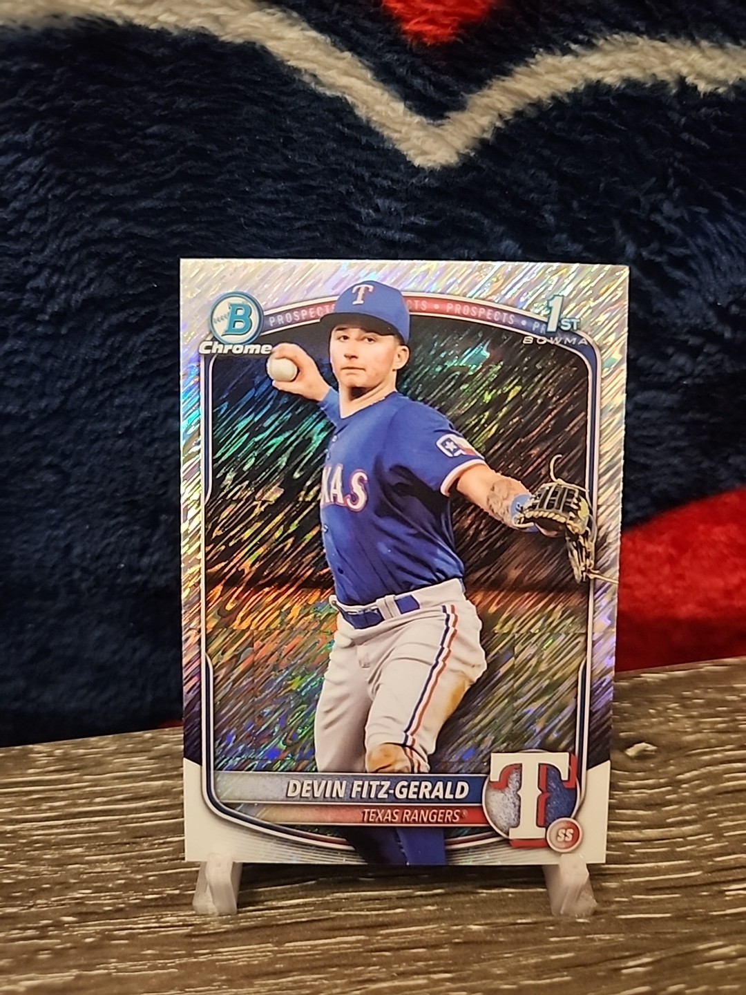 2025 Bowman Chrome 1st Bowman Devin Fitz-Gerald Shimmer Texas Rangers #BCP-158