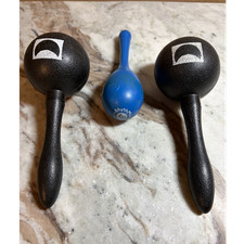 3-Piece Plastic Maraca Shaker Set - 2 Black 1 Blue Hand Percussion