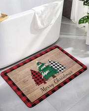 Świąteczna mata do kąpieli w kratkę bawoli antypoślizgowa choinka, 16" X 24"