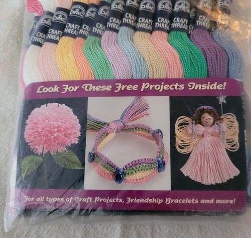 36 Skeins of DMC Pastel Craft Thread W 3 Project Patterns Unopened Package - Picture 2 of 5