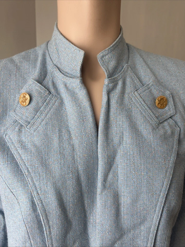 Blazer Alberto Makali Azul Recortado Vintage Años 80 Talla 6 Foto 3 de 4