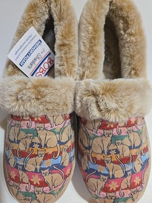 Bobs For Cats from Sketchers Cat Print With Faux Fur Lining Size US 9.5 Sin Caja