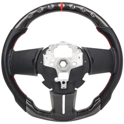 Real Carbon Fiber Steering Wheel For 2010-2014 Ford Mustang GT V6 Red-stitching