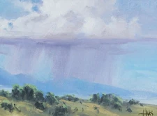 TOM HAAS painting 'Summer Storm' oil 9"x12" Sierra Vista Arizona monsoon rain