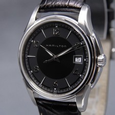 Near MINT HAMILTON Jazzmaster H324110 37mm Black Dial Date Quartz Men's Watch