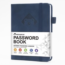 Password Book with Alphabetical tabs small 4.3 x 5.7 inch , Dark Blue