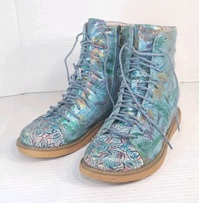 Laura Vita Women s Ercnaulto 22 Bleu-FC Lace Up Leather Wedge Ankle Boots Sz 37