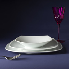 WEISSESTAL SERVIZIO PIATTI QUADRATI 18 PEZZI IN PORCELLANA BIANCA - SQUARE