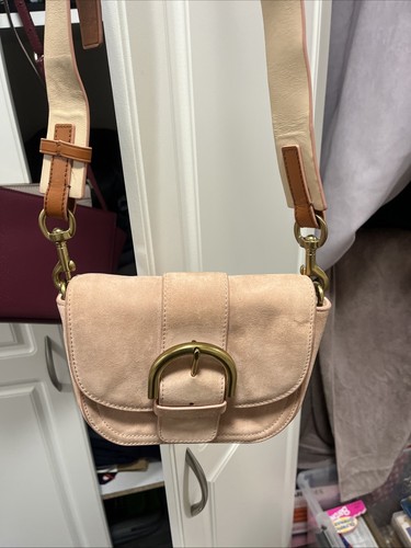 J.CREW Crossbody Buckle Bag in Italian Suede in Blush Pink