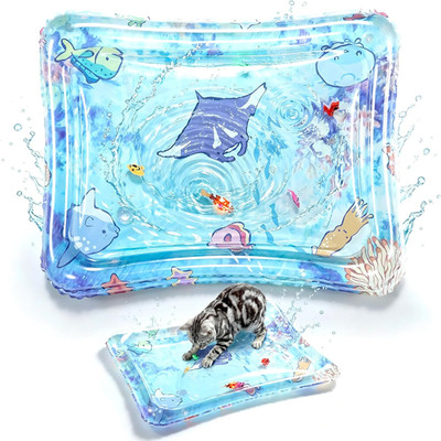 Cat Water Mat, Interactive TPU Thickened Water Bed with Glowing Fish, Hot & Cold