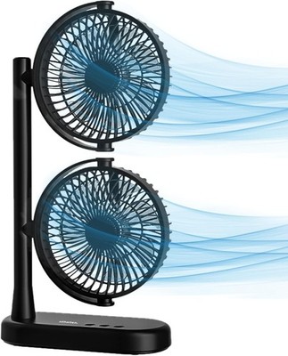 Doppelkopf Ventilator mit USB-C Power | Tragbarer Doppelkopf Lüfter für Zuhause - NEU